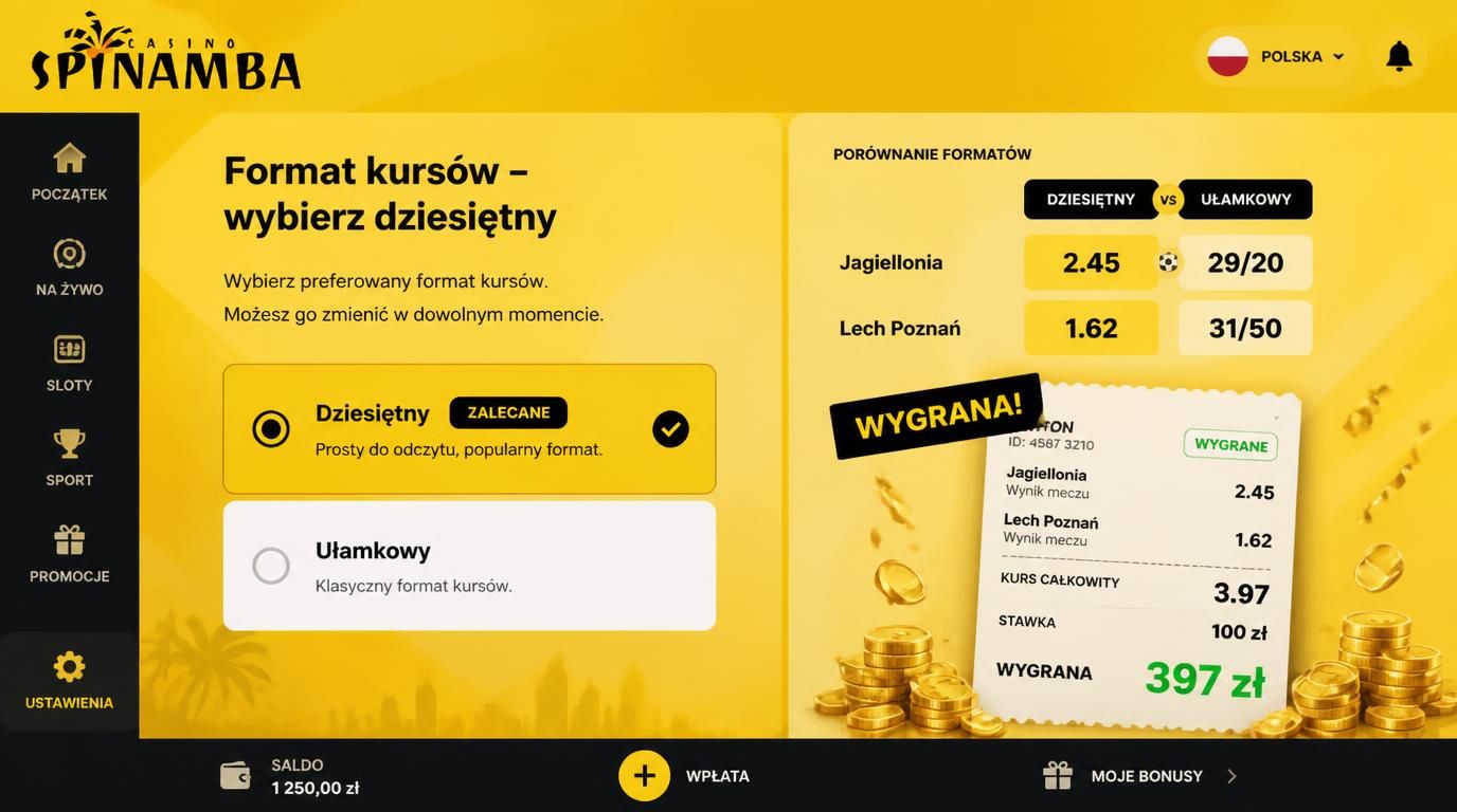Ustawienia kursów – format dziesiętny
